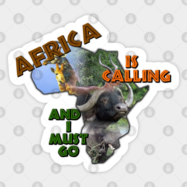 Africa Is Calling Wildlife Continent Collage Sticker by PathblazerStudios